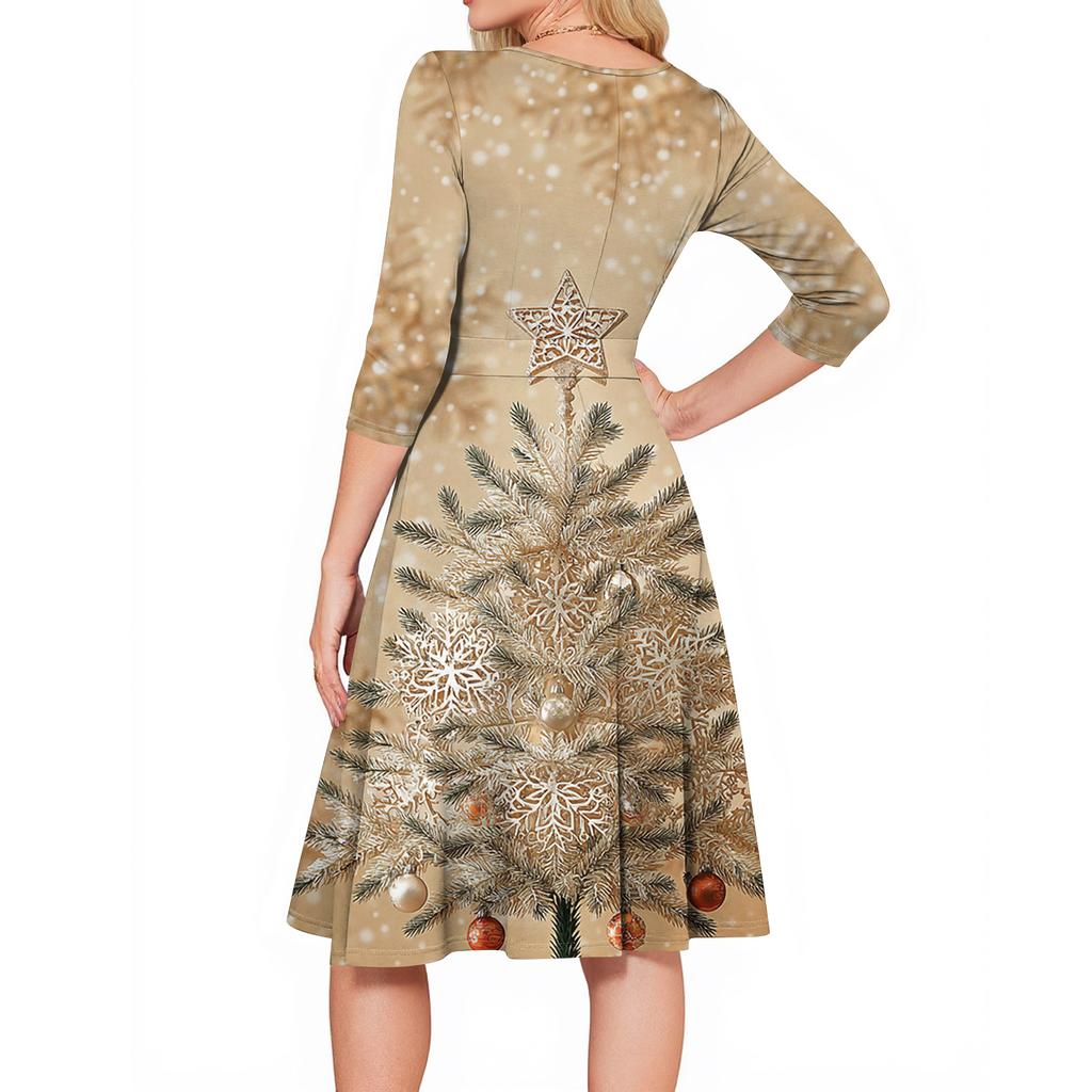 Women's Cocktail Dresses 3/4 Sleeve Vintage Wedding Guest Dress