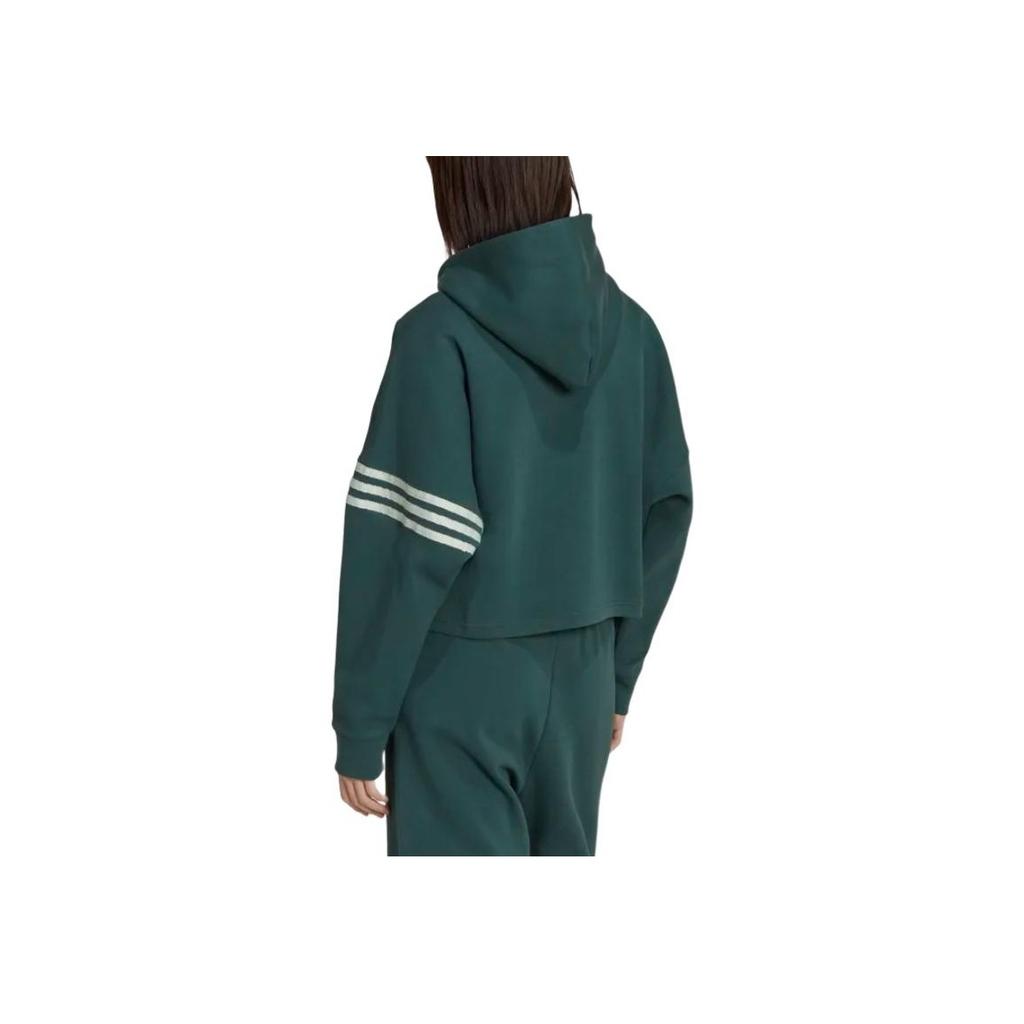 adidas Originals Adicolor Neuclassics Classic Three-Stripe Print Hoodie Long Sleeve Sweatshirt Women Tops Green HS6772