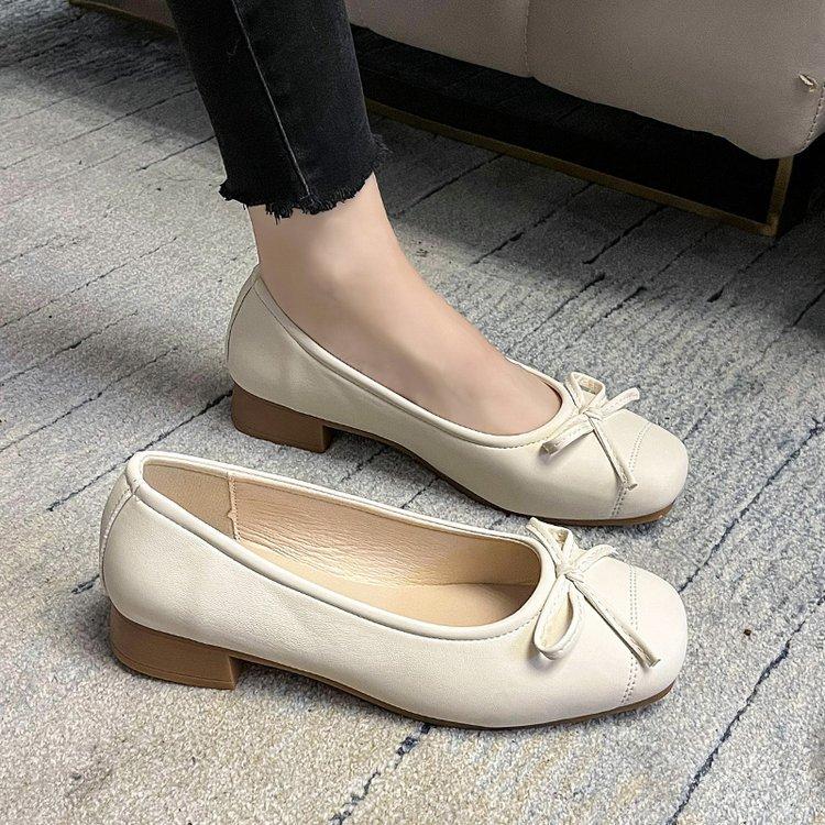 Mary Jane Shoes Women's Flats 2025 Autumn New Gentle Bow Doudou Shoes Soft Leather Soft Sole Shallow Mouth Single Shoes