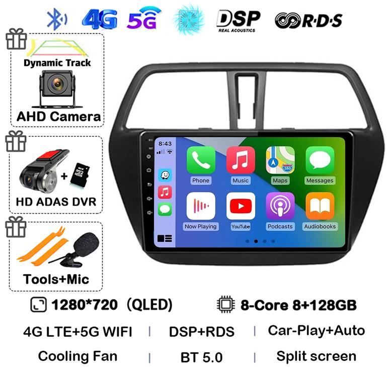 Android 14 Carplay WIFI 4G For Suzuki S-Cross SX4 2014 2015 2016 2017 Auto Car Radio GPS Multimedia Player Stereo Head Unit DSP