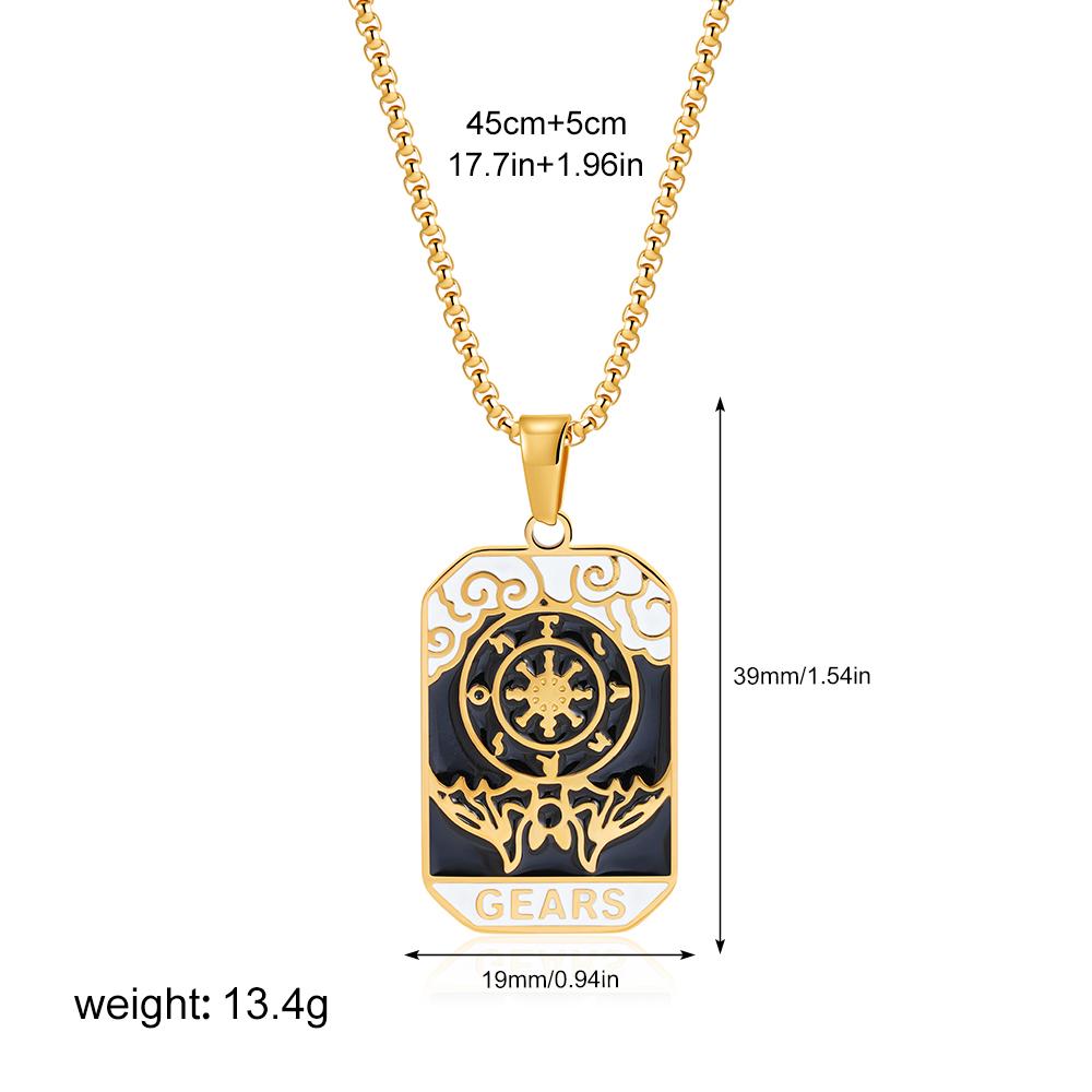 New Design Colorful Enamel Tarot Cards Pendant Necklaces 18K Gold Plated Sun Star Moon Box Chain Choker Jewelry for Women