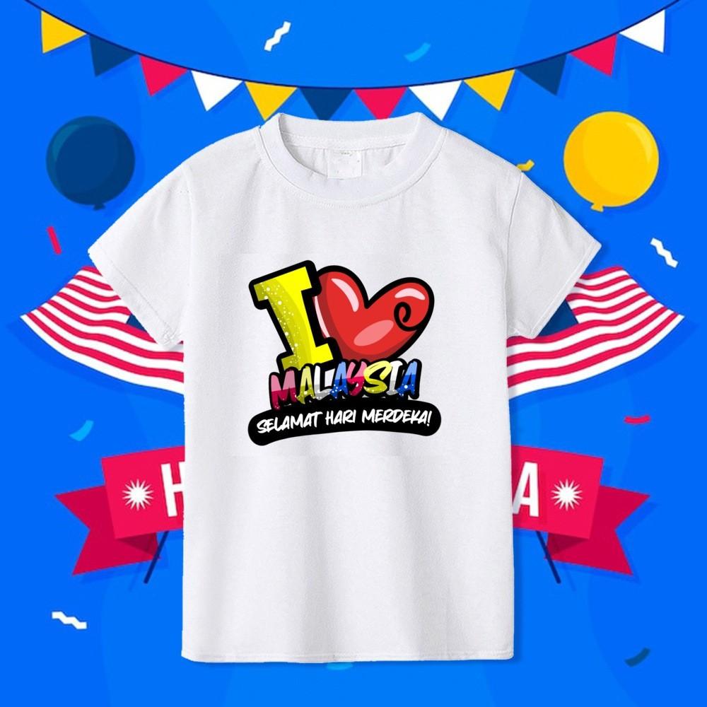 2025 I Love Malaysia Kids T-Shirt with Patriotic Slogan for Hari Merdeka Celebration Events
