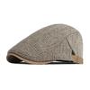Vintage Tweed Newsboy Cap Casual Driving Flat Cap for Men Classic Herringbone Adjustable Side Buckle