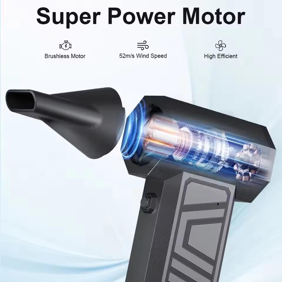 Portable Turbo Jet Blower High Pressure Electric Air Duster Type-C Rechargeable for Car Cleaning and Computer Dust Removal Tool