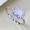 S925 Sterling Silver Square-Cut Zircon Ring for Women (6x8mm)