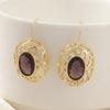 Earrings Fashion Simple Gold Oval Gemstone Hollow Diamond Personalized Ear Clips Women