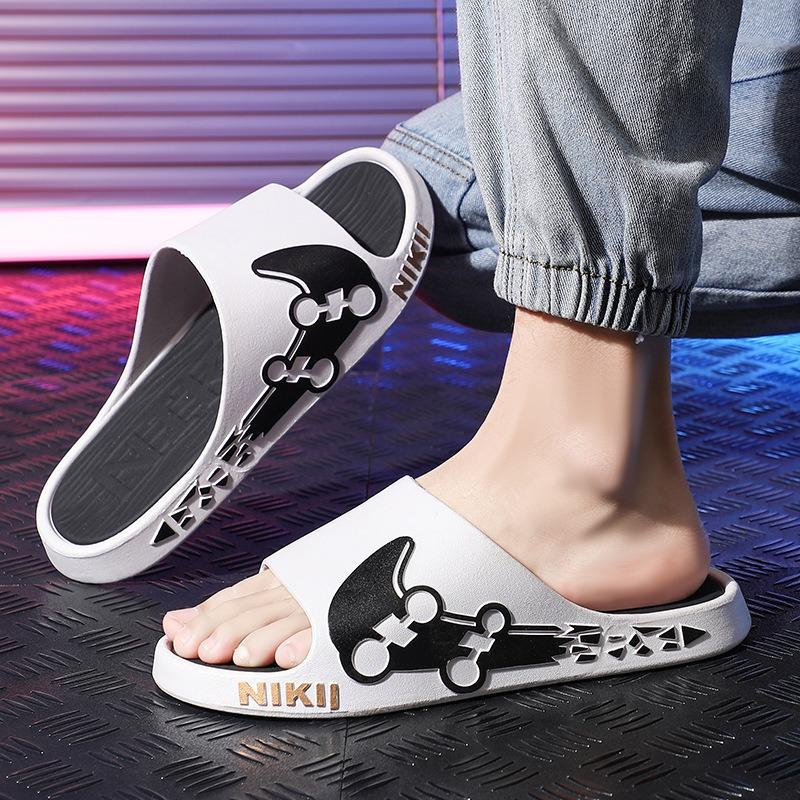 Men's Slippers Summer New Trend Versatile One-word Drag Thick Bottom Indoor Home Bath Non-slip Sandals