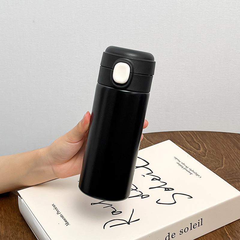 Creative Mini Pea Cute Double-Layer Vacuum Thermos Cup with Portable Bounce Lid 320ml-420ml