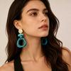 European-American Resin Gradient Geometric Earrings: Bohemian Style Patchwork Studs