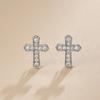 Silver Shiny Zircon Cross Stud Earrings for Women Men Punk Rock Earring Hiphop Ear Jewelry