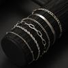 6 Pcs/Set Women Bracelet Set Adjustable Length Hollow Chain Alloy Polished Twisted Lobster Clip Bohemian Lady Bangle Set Wrist Prom Daily Jewelry