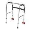 Elderly Folding Walker 6 Height Adjust 4 Legs Stainless Steel Walking Aid with Red Wheels Single