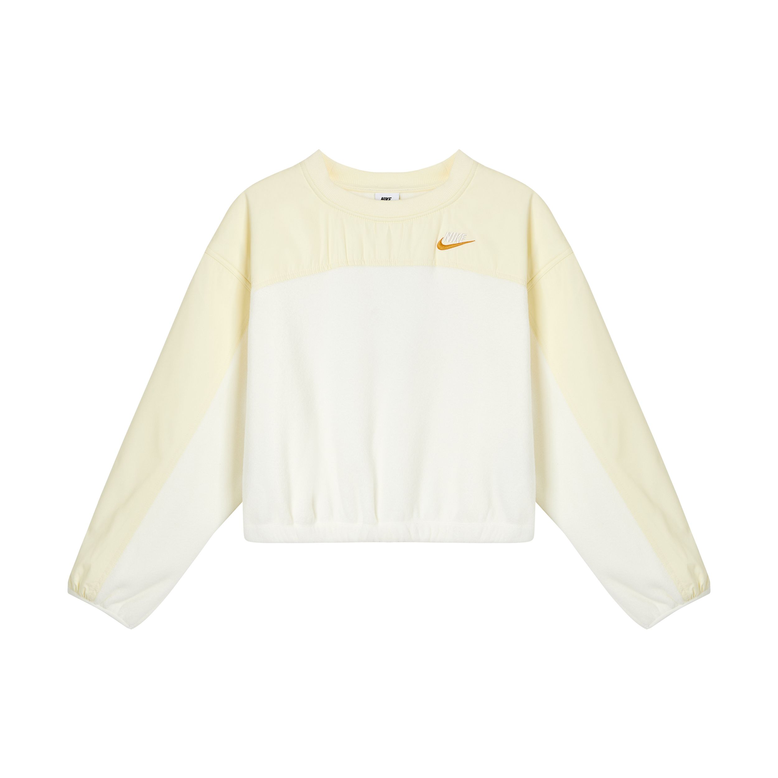 

Nike Цветные блоки Повседневный круглый вырез пуловер свитер женский топы белый FB8685-133