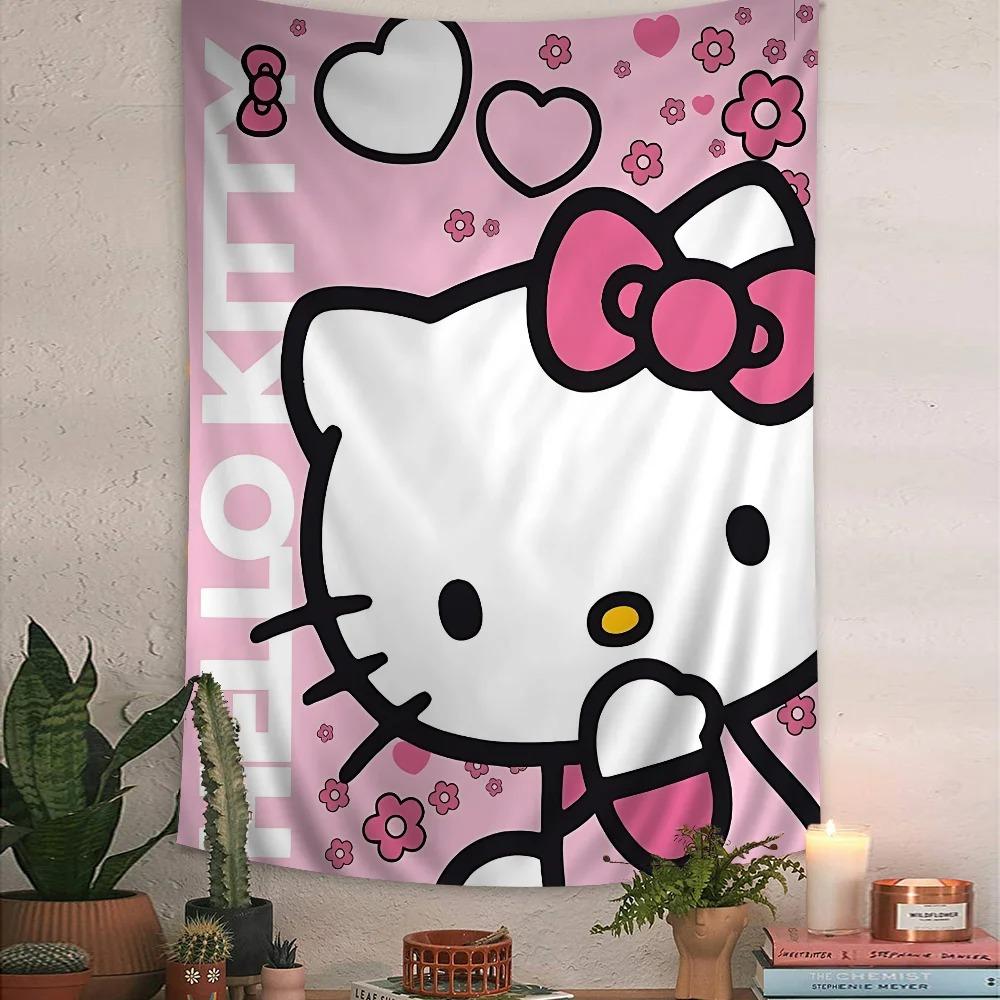 Sanrio Cute Cat Cartoon Party Hello Kitty Cute Room Table Wallpaper Home Decoration Hippie Wall Hanging Art Science Fiction Room