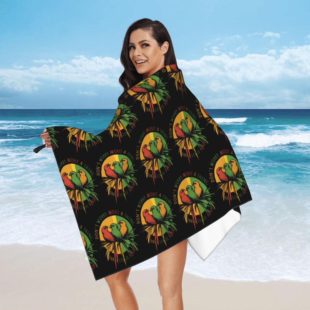Kawaii Three Little Birds Reggae Beach Towel Soft Microfiber Quick Dry Absorbent Quick Towels For Bath
