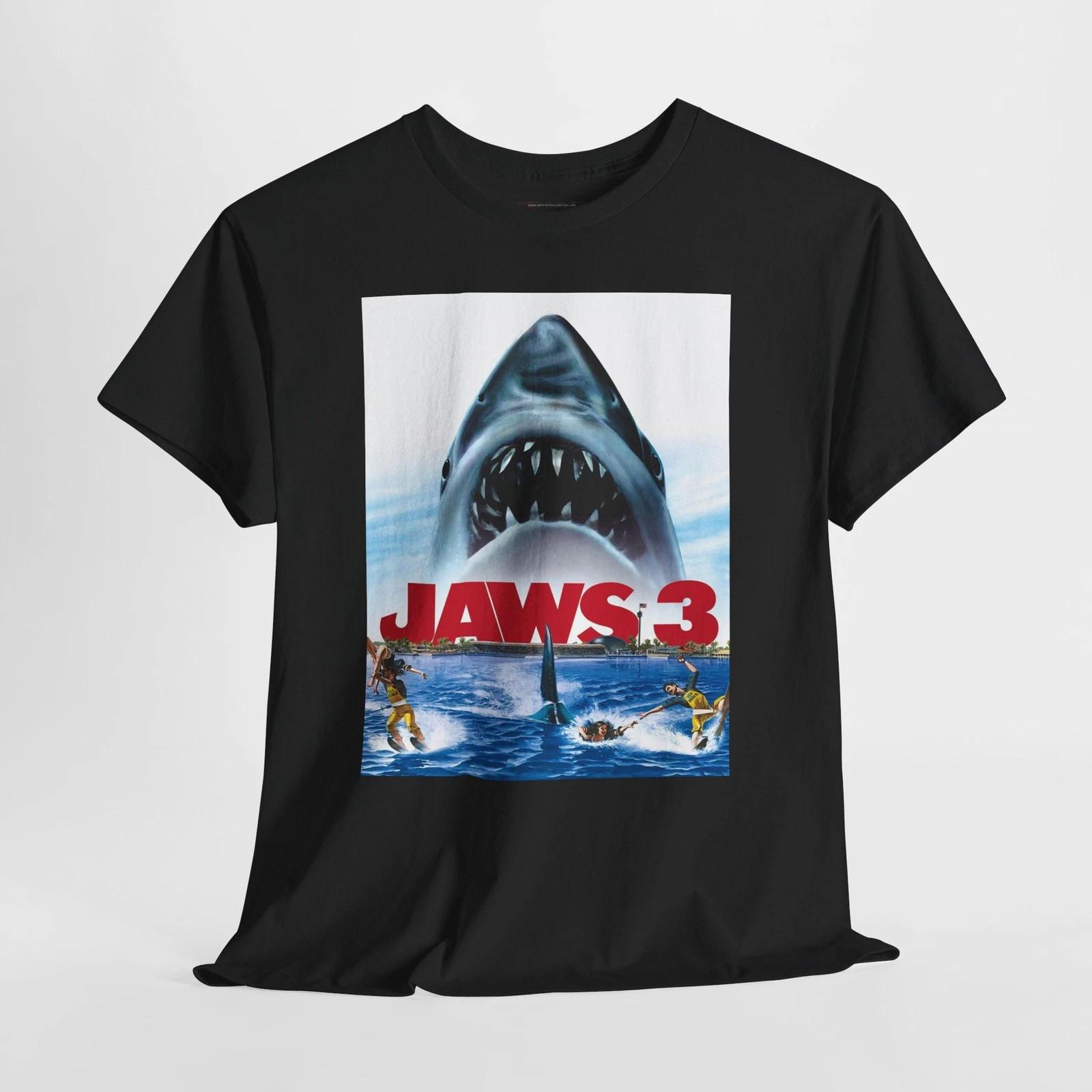 

Jaws 3 3-D 1983 Retro Movie Poster Horror Unisex Graphic T-Shirt 4XL
