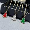 Kirin Gourd Rose Gold Necklace with Carnelian, Mother of Pearl, and Green Agate Pendant for Women