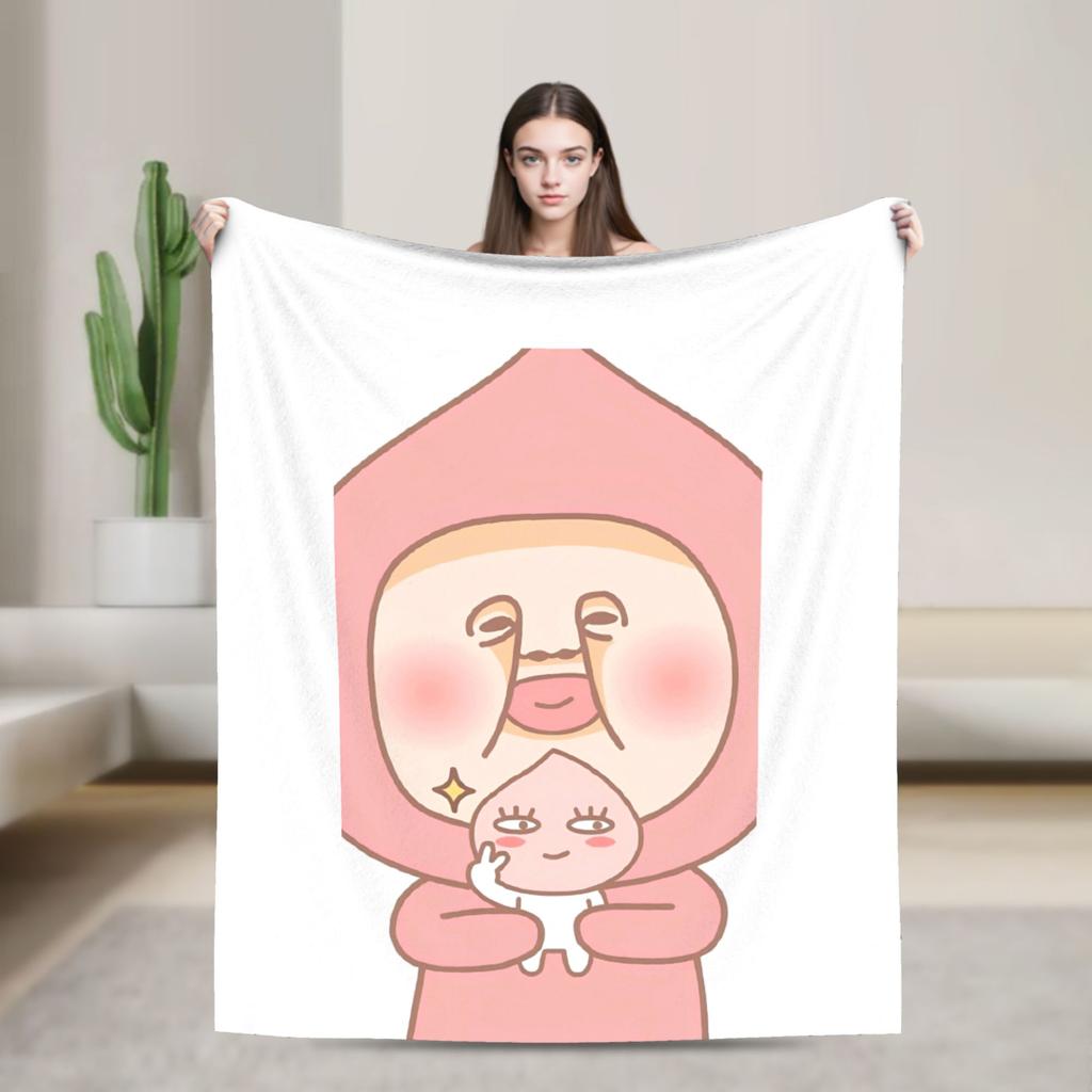 K-Kobito Zukan Peach Plush Blanket Girls Boys  Flannel Throw Blanket For Living Room Warm Quality Bedspread Birthday Present