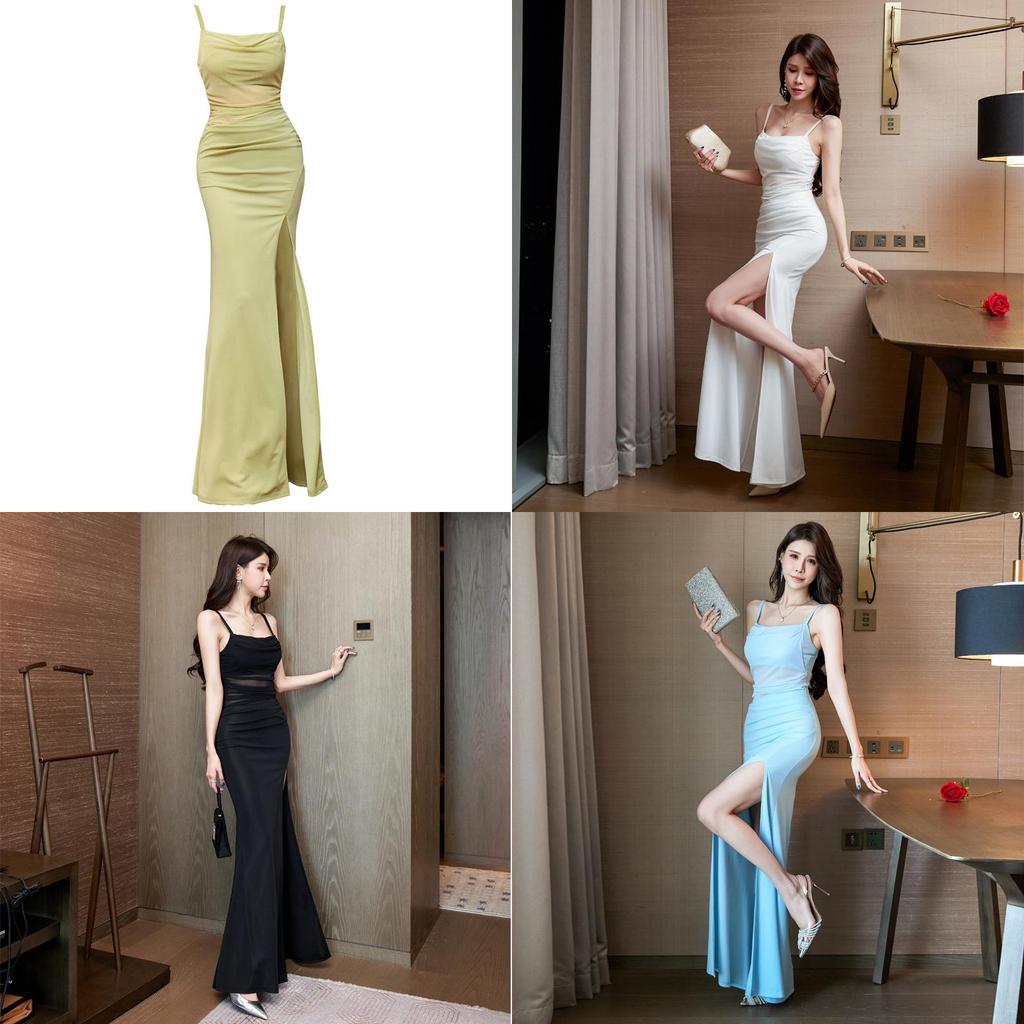 Elegant Long Dress For Women With Slit And Bodycon Fit For Evening Wear