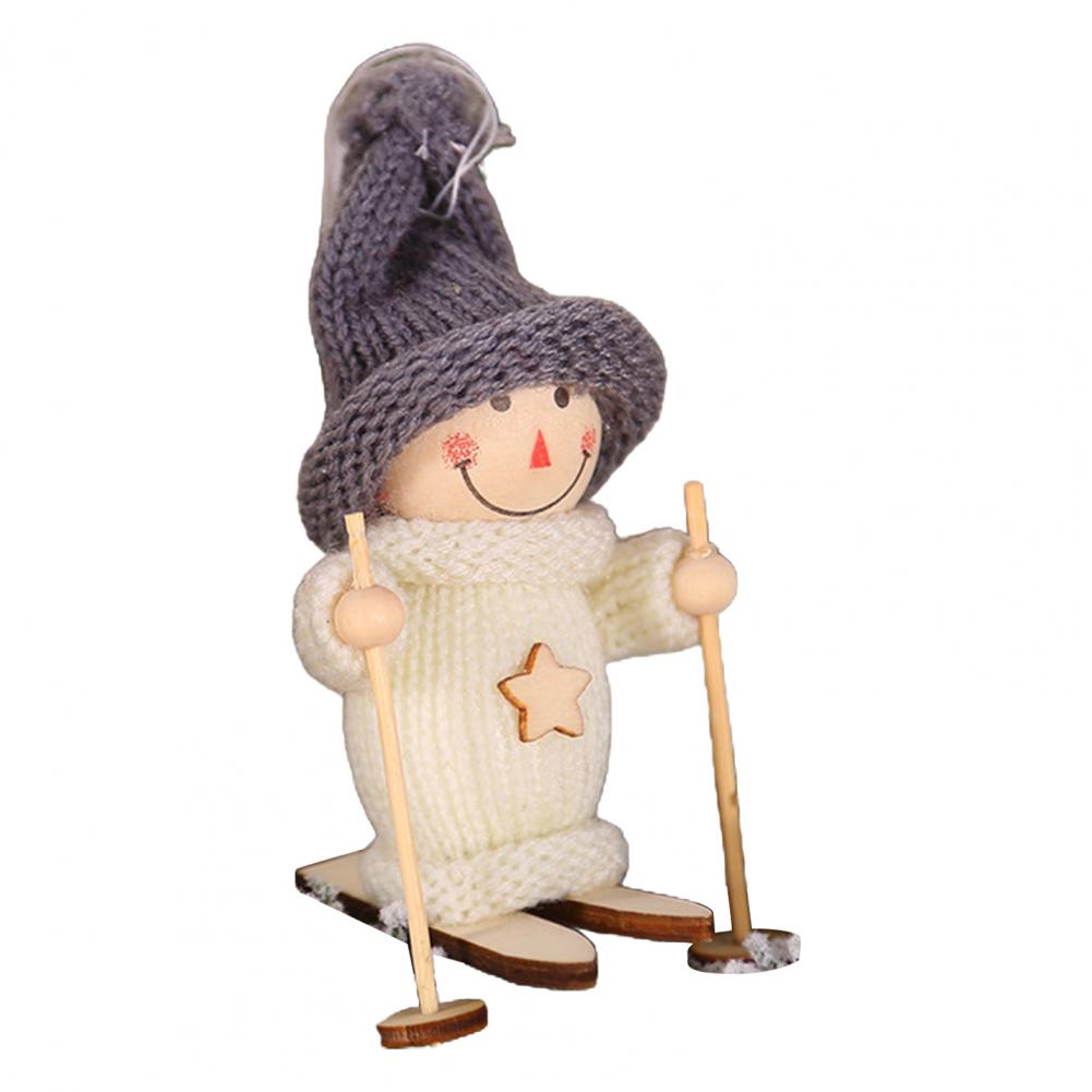 Christmas Ski Girl Doll Reusable Handmade Knitted Xmas Tree Hanging Gnome Decoration Cute Ski Figurines Decor For Festival Gift