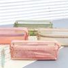 Pencil Case Double-Layer Large Capacity Transparent Mesh Students Exams Stationery Organizer Break-resistant Pencil Bag