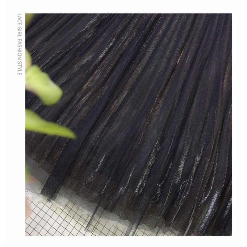 Slim Skirt Midi Length Women's Versatile High-waisted Puffy Pleated Skirt