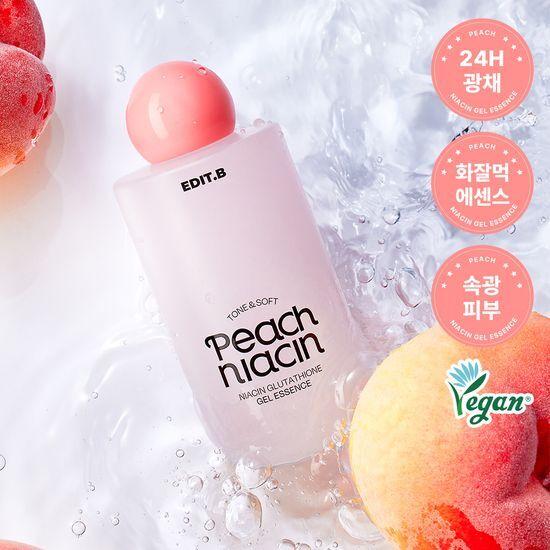 24-Hour Brightening/Whitening EDIT.B Tone Peach Niacinamide Glutathione Gel Essence 200ml