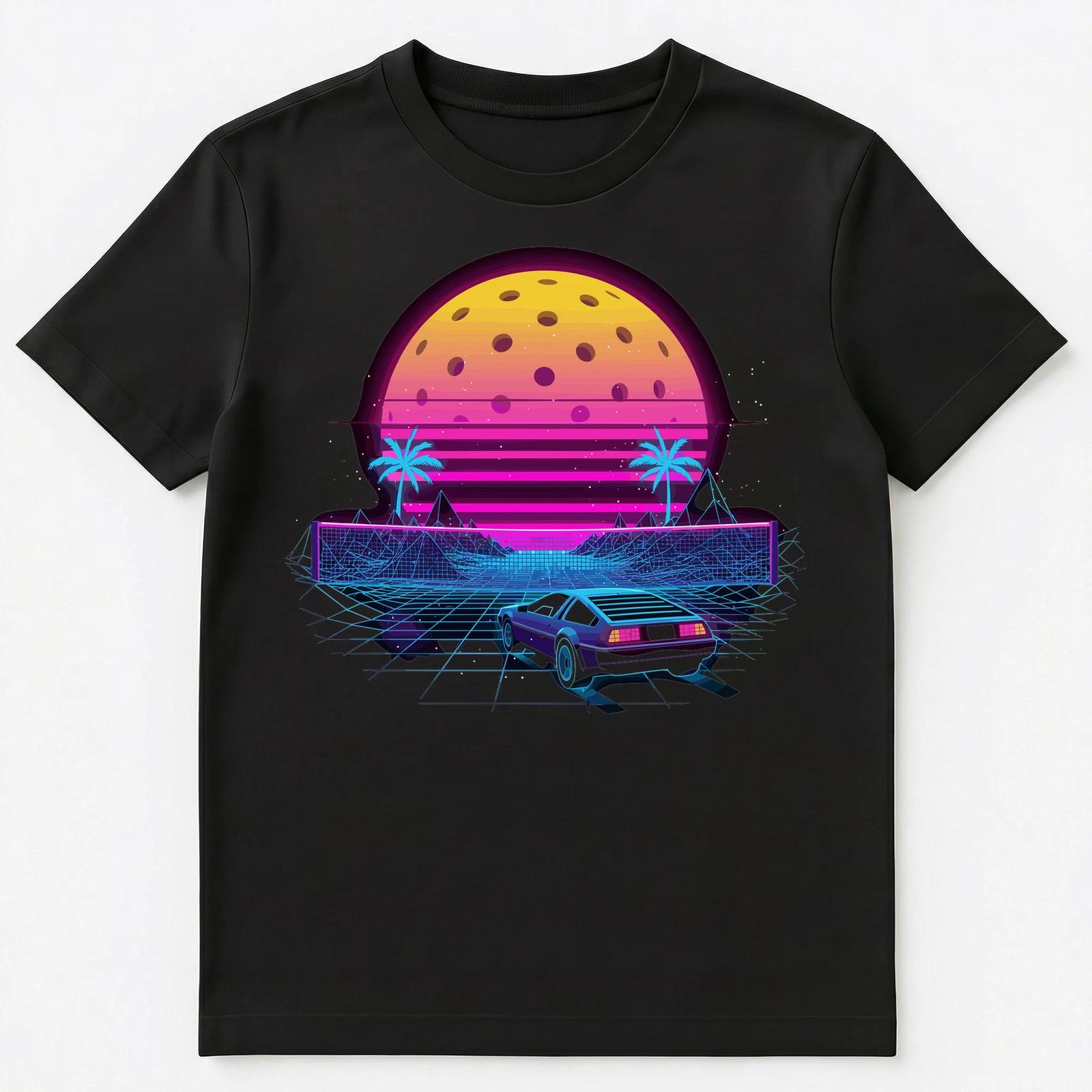 Pickleball Retro Sunset Unisex T-Shirt L