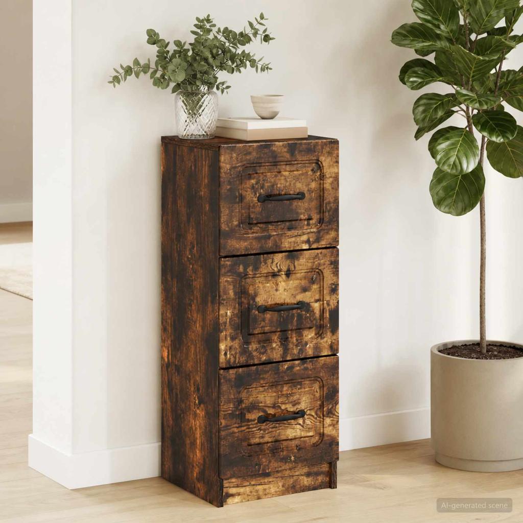 Drawer Cabinet Smoked Oak 33 X 34.5 X 87 Cm