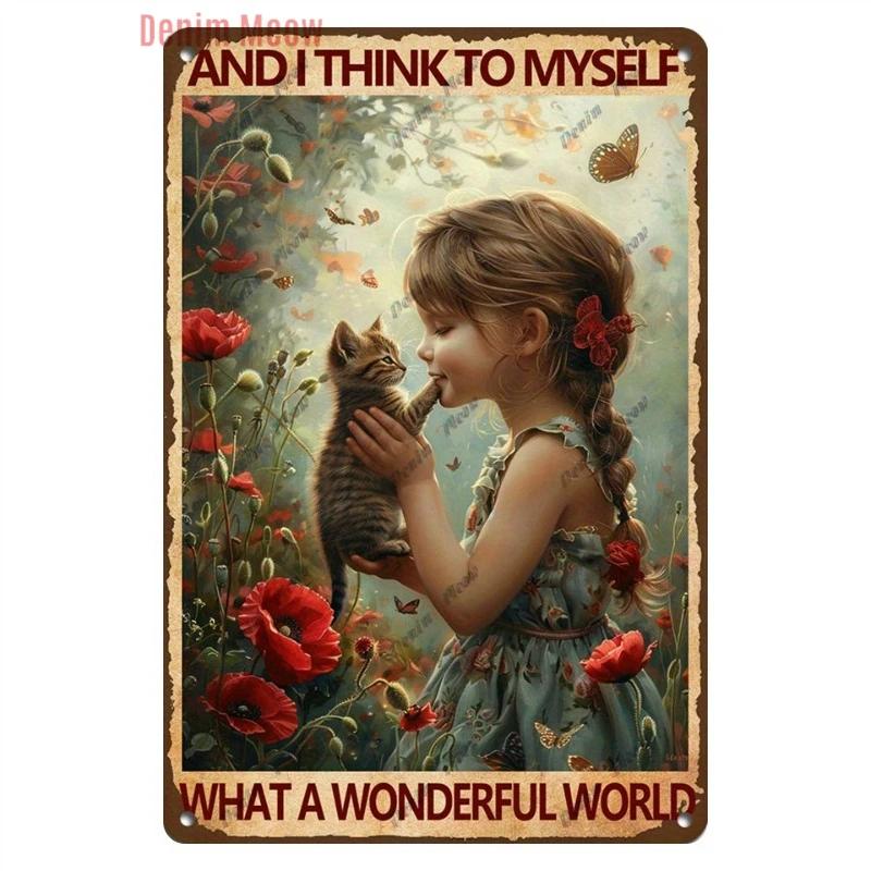 Vintage Merry Christmas Metal Tin Sign, Retro What A Wonderful World Girl, Wall Poster Jingling Bell, Home Decoration, WY297
