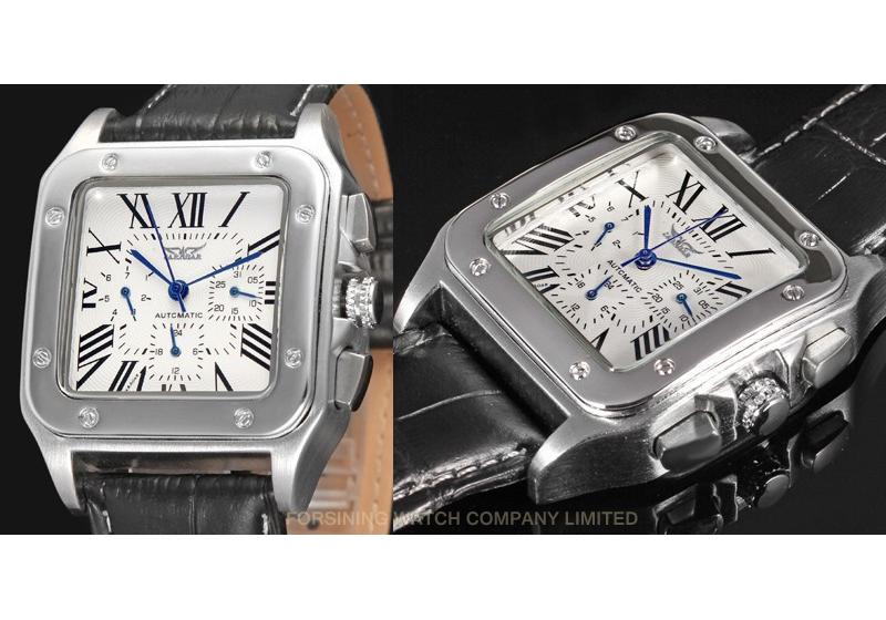 Fashion Jaragar Skeleton Automatic Watch for Men Stylish Square Dial Multifunction Casual & Business Chronograph Genuine Leather