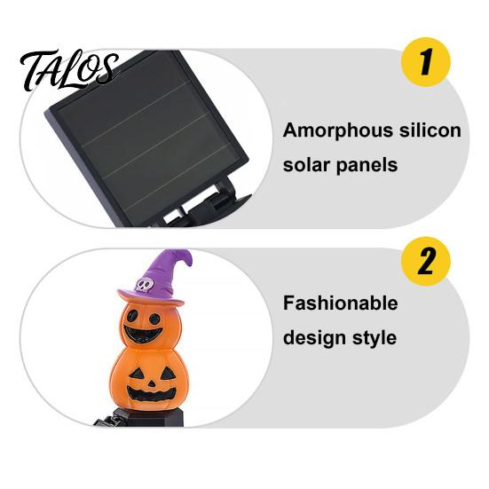 Decorative Porch Lights Halloween Solar Pumpkin Light, Ghost Garden Stake Holiday Theme Outdoor Decorations Waterproof LED Pathway Light for