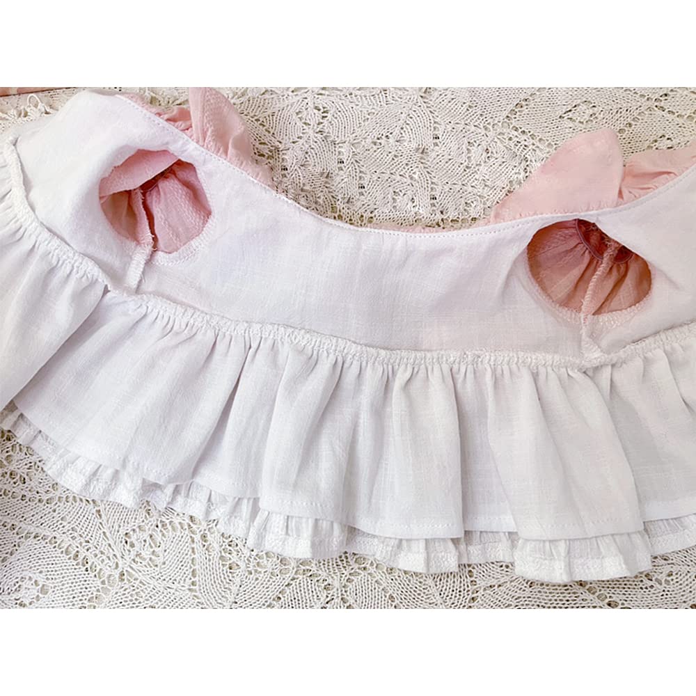 Niannyyhouse 40cm Plush Clothes, Loose Fitting, Pink and White Dress, Dress-Up, Cotton Doll, Accessories