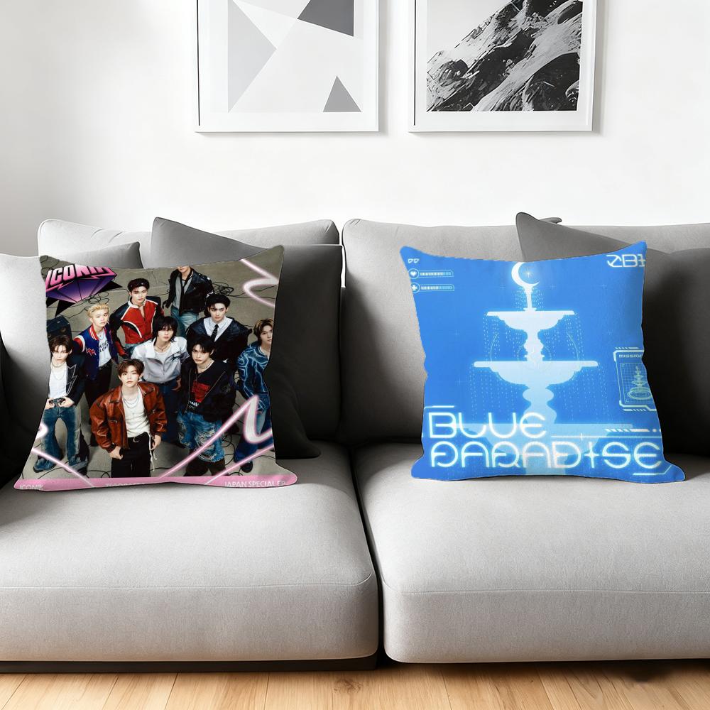 Zerobaseone ZB1 Album Cushion Cover Silky Short Plush Home Sofa Cushion Cover - Invisible Zipper Home Decoration