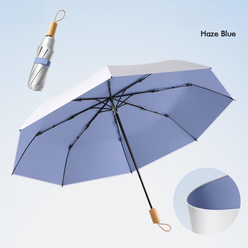 Premium Titanium Coated Manual Open Umbrella  UPF50+ Sun Rain Protection Double Layer Compact Folding Umbrella for Adults