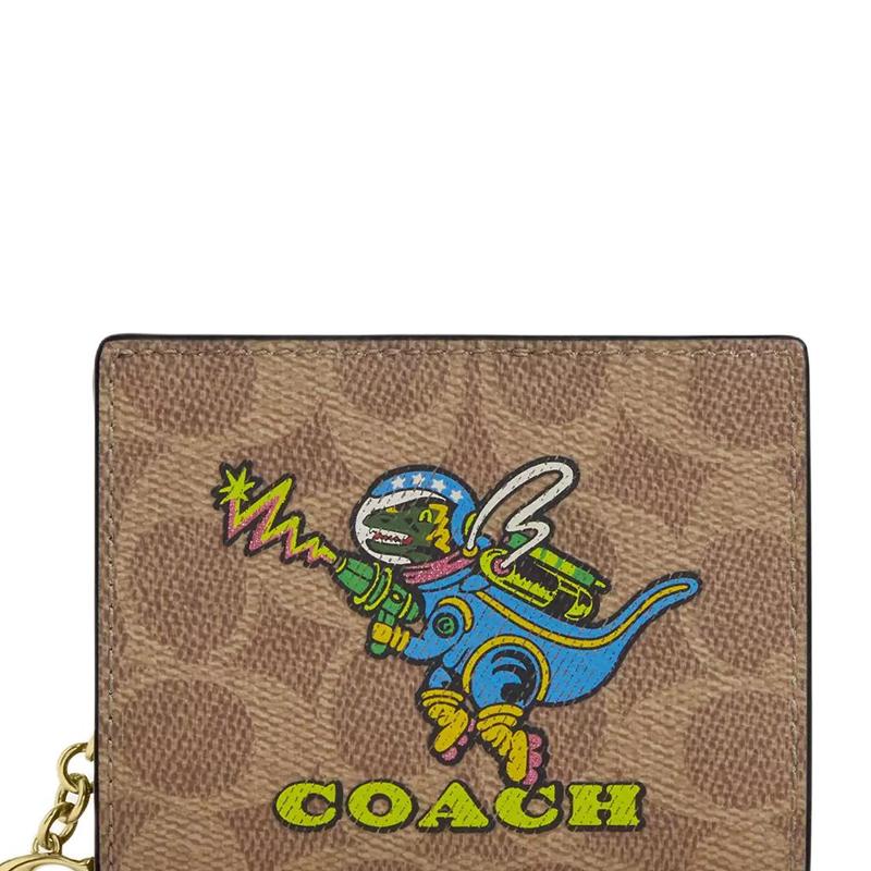 New COACH Coated Canvas Wallet Mini Women's Tan Multicolor CW463-IMTAM