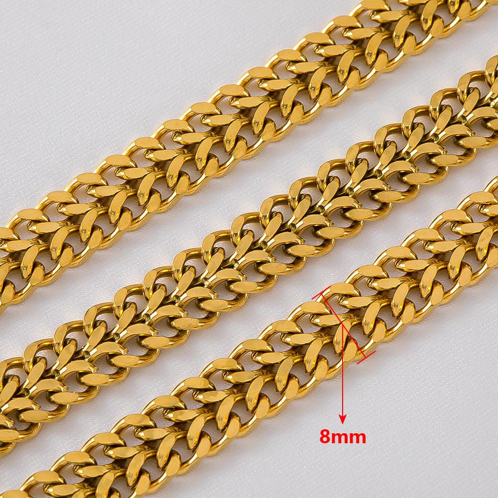1Meter Stainless Steel Gold Plated Link Chain for Needlework DIY Men Necklace Bracelet Jewelry Making Materials Supplies No Fade