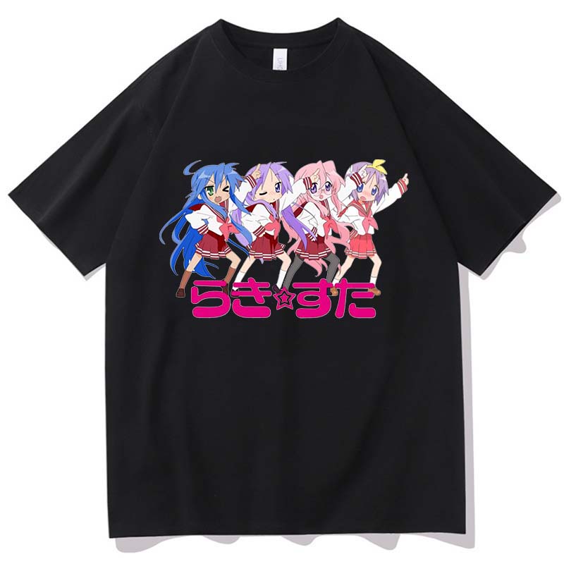 Anime Lucky Star Konata T-Shirt Cartoon Männer/Frauen Ästhetik Vintage Auto T-Shirt Unisex Manga Print Oversize Tops Baumwoll-T-Shirt