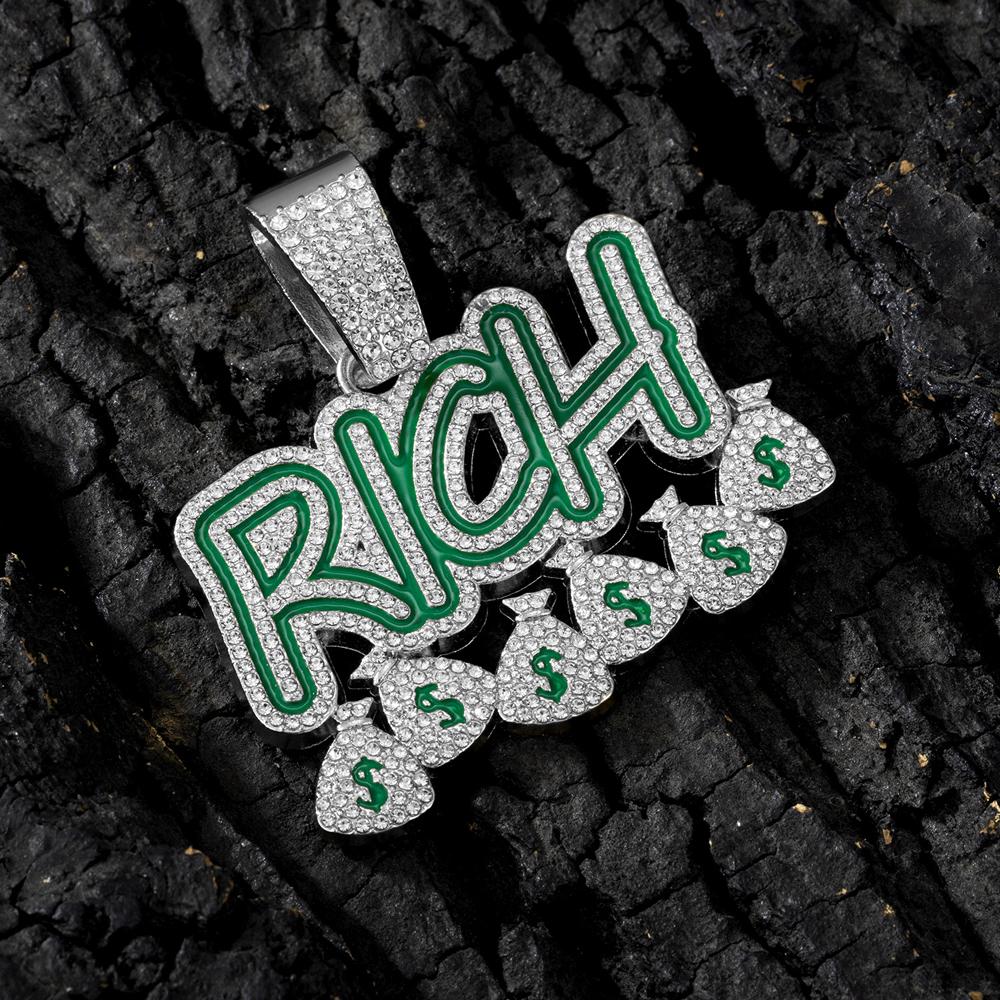 Hip Hop Men Women Become Rich Money Bag Pendant NecklaceWith 13Mm Miami Cuban Link Chain Necklaces Trendy Dollar Sign Neck Wear