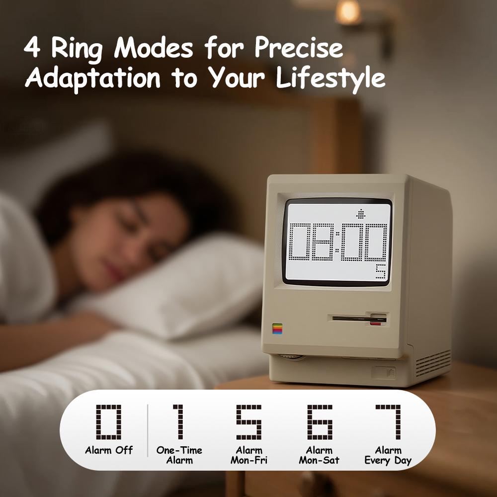 Maclock Retro Clock With Night Light Creativity Table Decoration Light Beside Wake Up Alarm Clock For Kids Room Decor