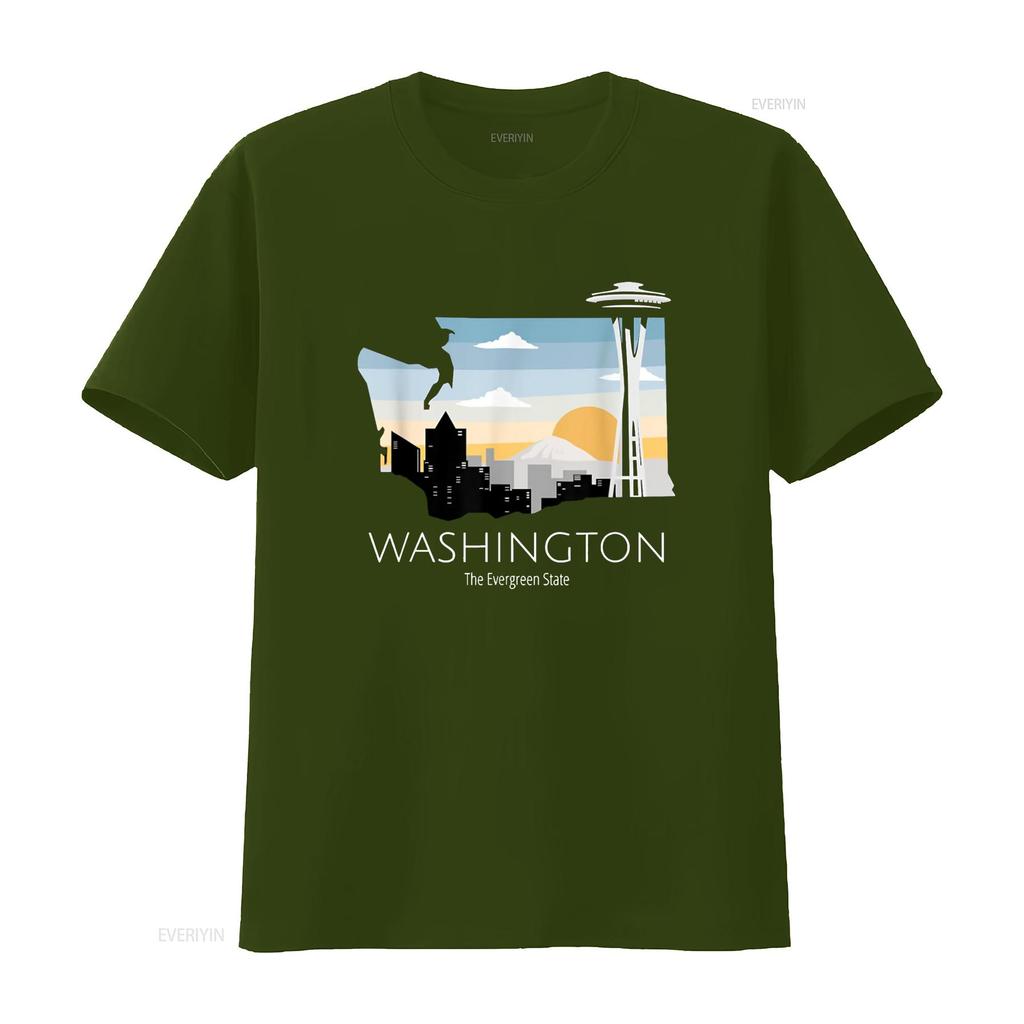Washington Proud State Motto The Evergreen T Shirt vintage Washed Stylish Soft streetwear Slightly Versatile graphic fashion