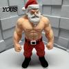 Christmas Desk Decorations 3D Printed Fitness Santa Claus Figurine, Muscular Statue, Trendy Home Office Decor Creative Sports Figure Desktop Ornament