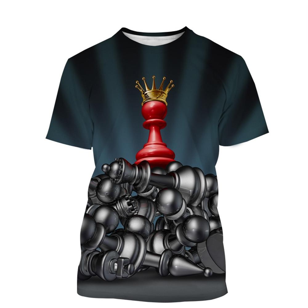 Newest Chess Game 3D Printing T Shirt Checkerboard Style Men's and Women's Casual Short-Sleeved T-Shirts