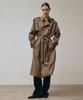 Vis A Vis Belted Double Breasted Wool Trench Coat (Khaki)