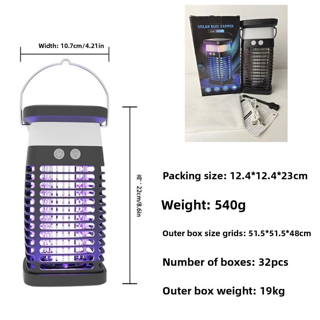 

Outdoor Solar Mosquito Killer UV Purple Light Trap Rechargeable Electric Shock Fly & Insect Zapper