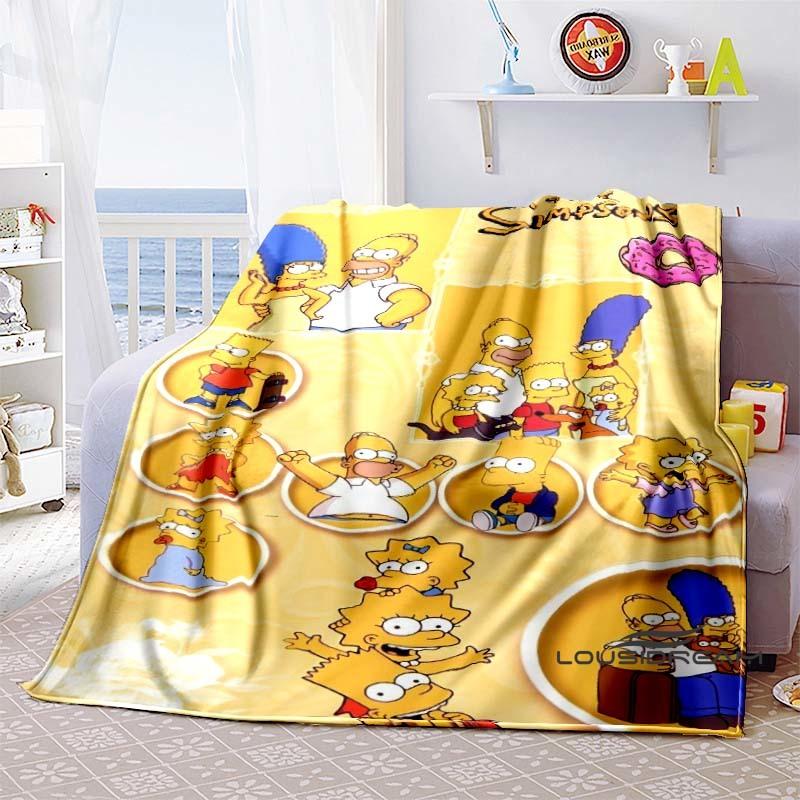 Kawaii Donut Pattern Blanket, The Simpsons Travel Flannel Blanket, Warm Blanket for Sofa Beds, Holiday Gift.