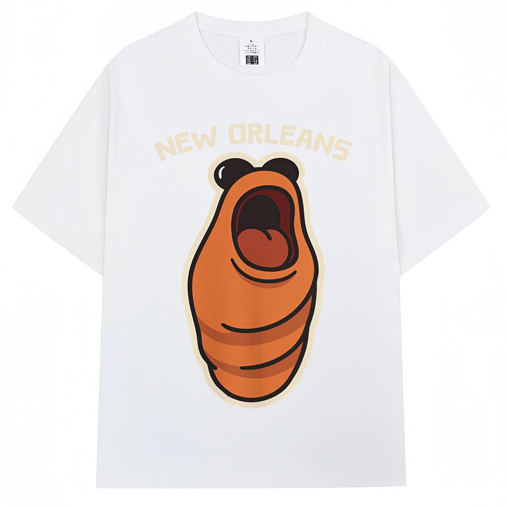 Funny Marcus The Worm New Orleans Meme Tshirt Men Women Humor Popular Short Sleeve Oversized Cotton Casual T Shirts Streetwear