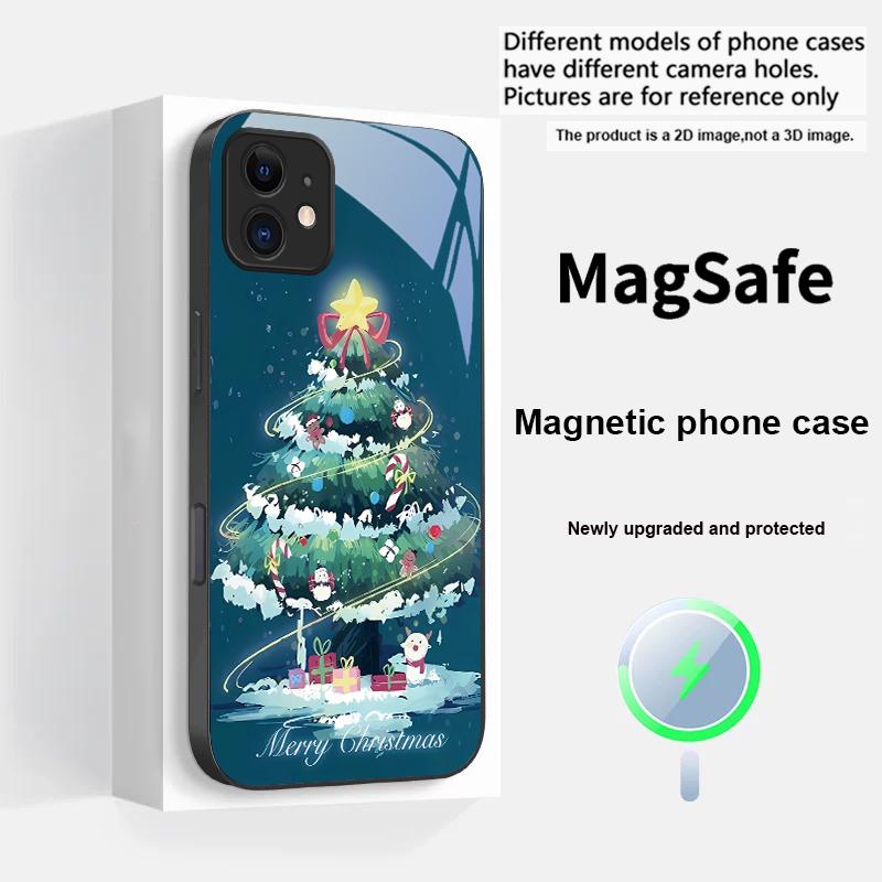 Decorated Christmas Tree For Magsafe iPhone 17 Pro Max 16 E 15 14 13 Plus 12 Mini 11 17 Air XR Xs Max 7 Plus Glass Phone Case