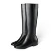Women's Square Head High Tube Boots  Autumn Winter New Fashion White Simple And Versatile Square Root Side Zipper Boots