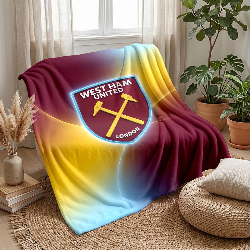 West Ham United Fußball-Print Flanelldecke, Weiche Warme Leichte Überwurfdecke für Sofa Bett Camping